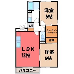 宇都宮駅 徒歩51分 2階の物件間取画像